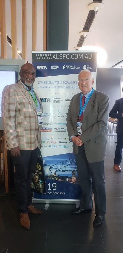 Sydney 2019 Delegates With a fellow delegate at the 17th World Taxpayers Conference, Sydney, 2019.